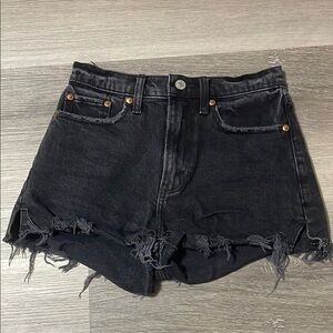 Black Distressed Denim Shorts